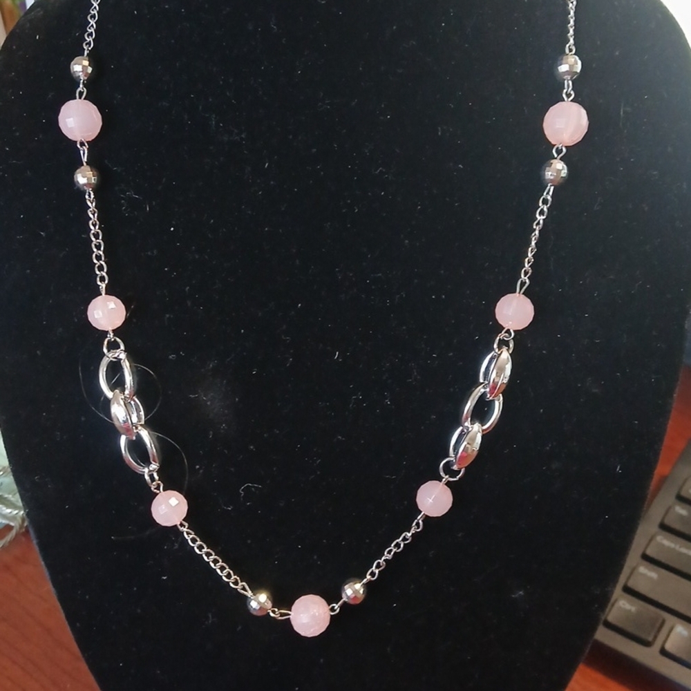 Elegant Pink and Silver Necklace